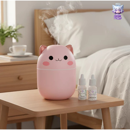 Umidificador de ar difusor aromatizador purificador, modelo gato fofo, perfuma e refresca seu ambiente