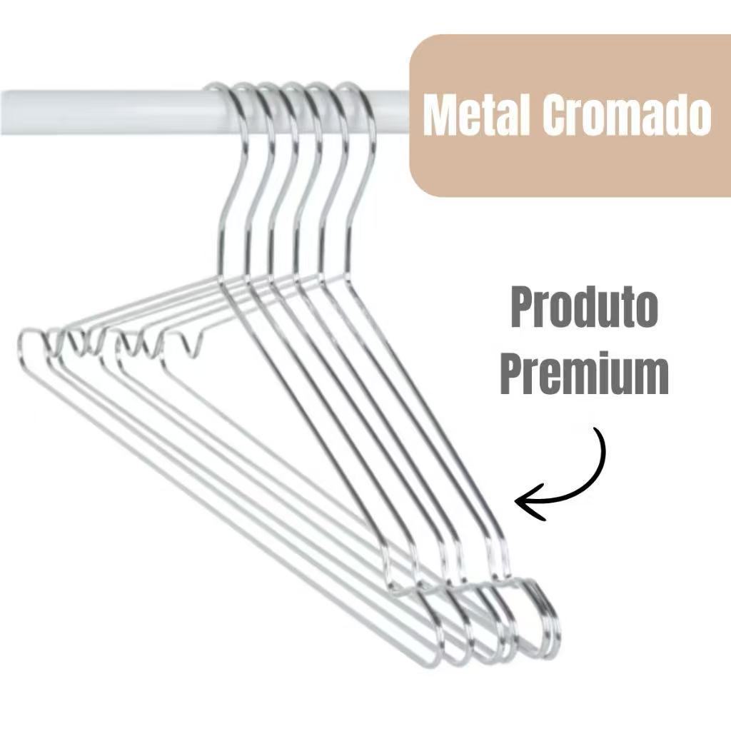 Kit  Cabide de Aco  Metal Aço Cromado Adulto Resistente Atacado Premium