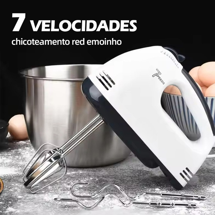 Batedeira De Mão Elétrica 7 Velocidades 260W Prática Para Bolo Chantilly e Massas Bivolt Baoshi