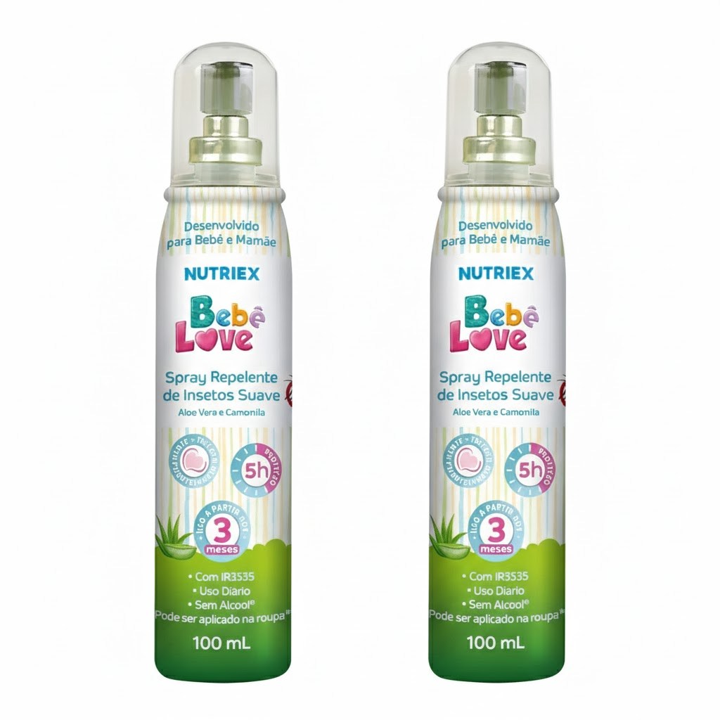 Kit 2 Repelente De Insetos Infantil de Até 5hrs de Proteção Bebê Love Spray 100ML - Nutriex
