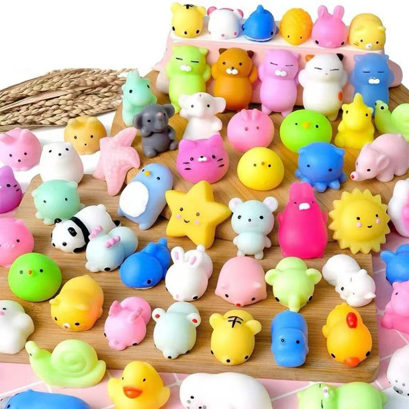 Kit com 10 ou 30 Unidades: Squishy Mochi - Bichinhos Macios para Apertar, Brinquedos Anti-stress