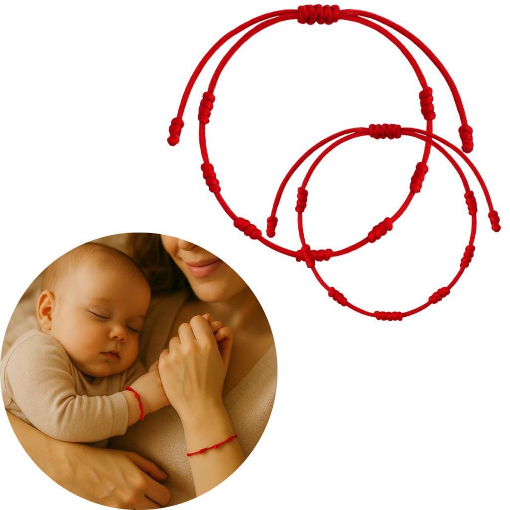 Pulseira Vermelha Kabbalah 7 Nós Adulto e Bebê Infantil Contra Mal Olhado Proteção Lp