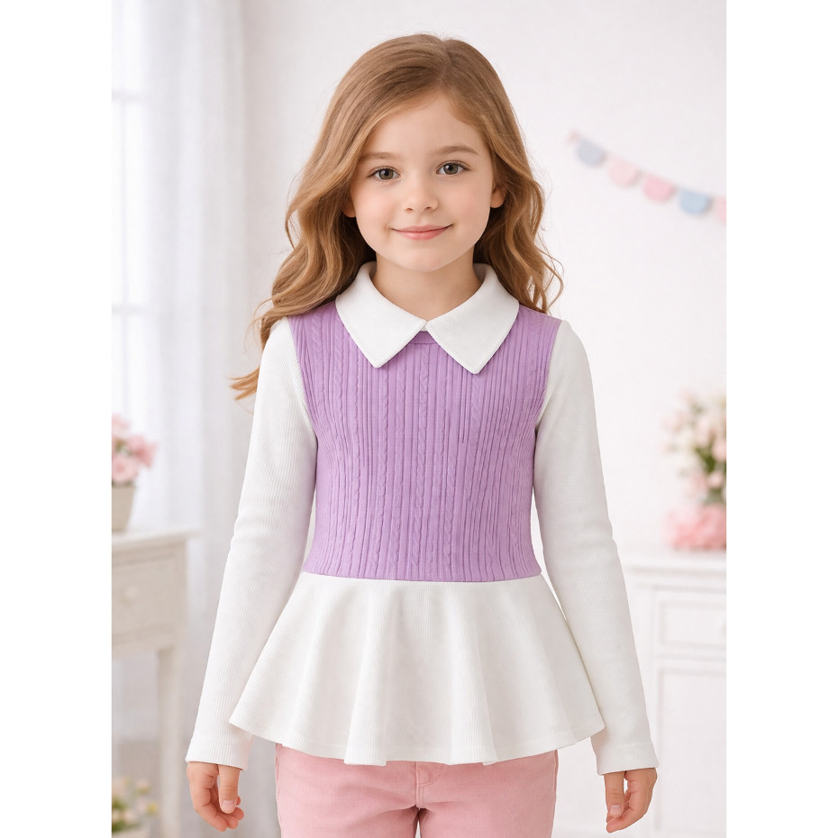 Blusa infantil menina manga longa com gola moderna, menina moda outono- inverno  , envio rápido