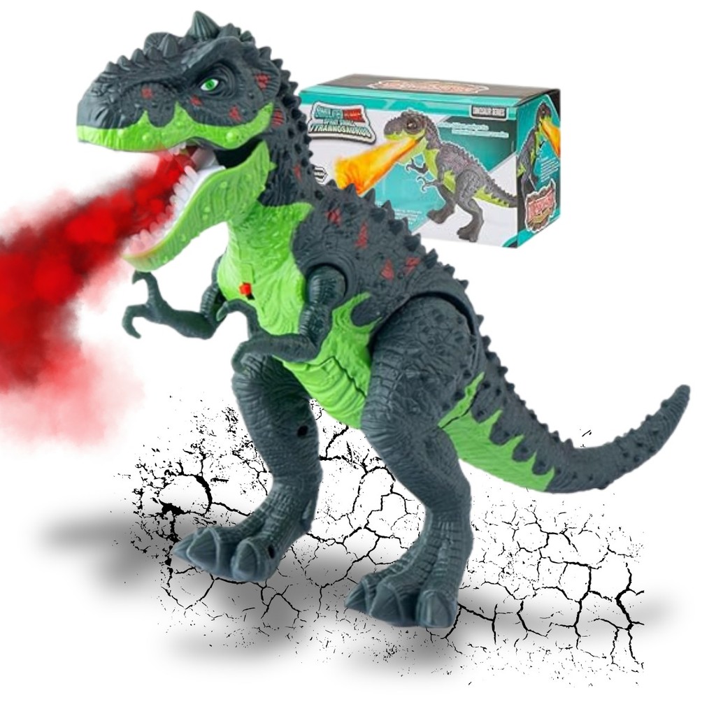 Dinossauro Rex Anda Solta Fumaça Luz E Som Brinquedo Realista Interativo Infantil Kizumba