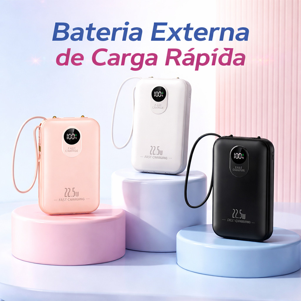 Bateria externa portátil de alta capacidade com carregamento super rápido de 10000mAh