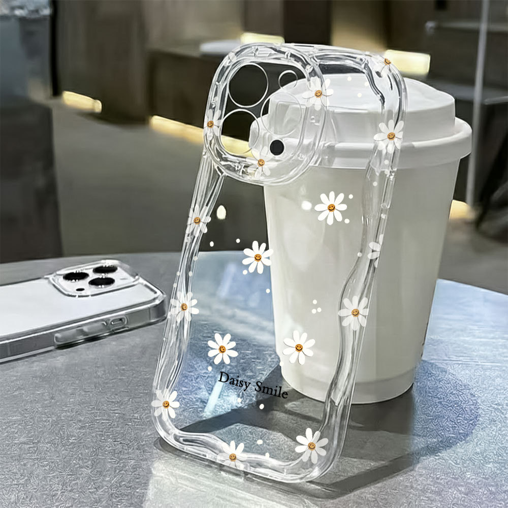 Capa Capinha Para iPhone 17 Air 16 15 14 Plus 13 12 11 Pro Max XR Transparente Silício Margarida