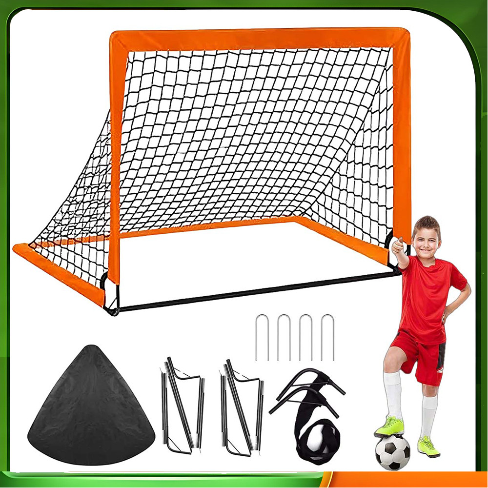 Conjunto de 6 peças objetivo de treinamento de futebol laranja com bolsa de armazenamento de unhas à terra, fácil instal