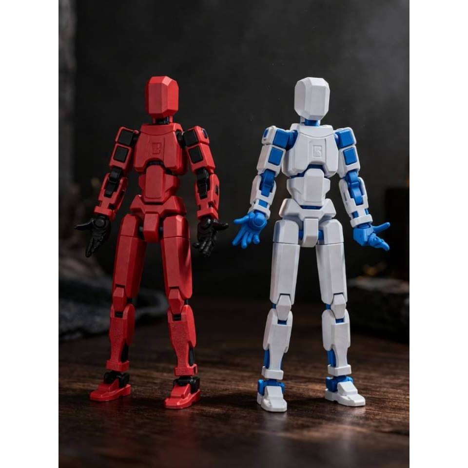 Kit 02 Bonecos 100% Articulatos Multi Dummy 13 Brinquedo Manequim Infantil DESMONTADO. VERMELHO PRETO/ BRANCO PRETO