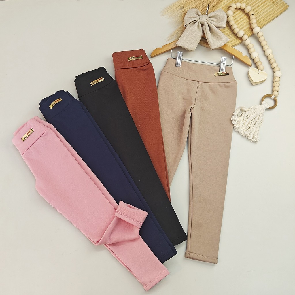Legging Peluciada Infantil Azul, Terracota, Nude, Preto e Rosa 02 ao 14