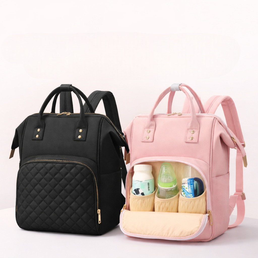 Mochila Maternidade Premium Multifuncional – Espaçosa, Elegante e Prática (Rosa ou Preta) marisa