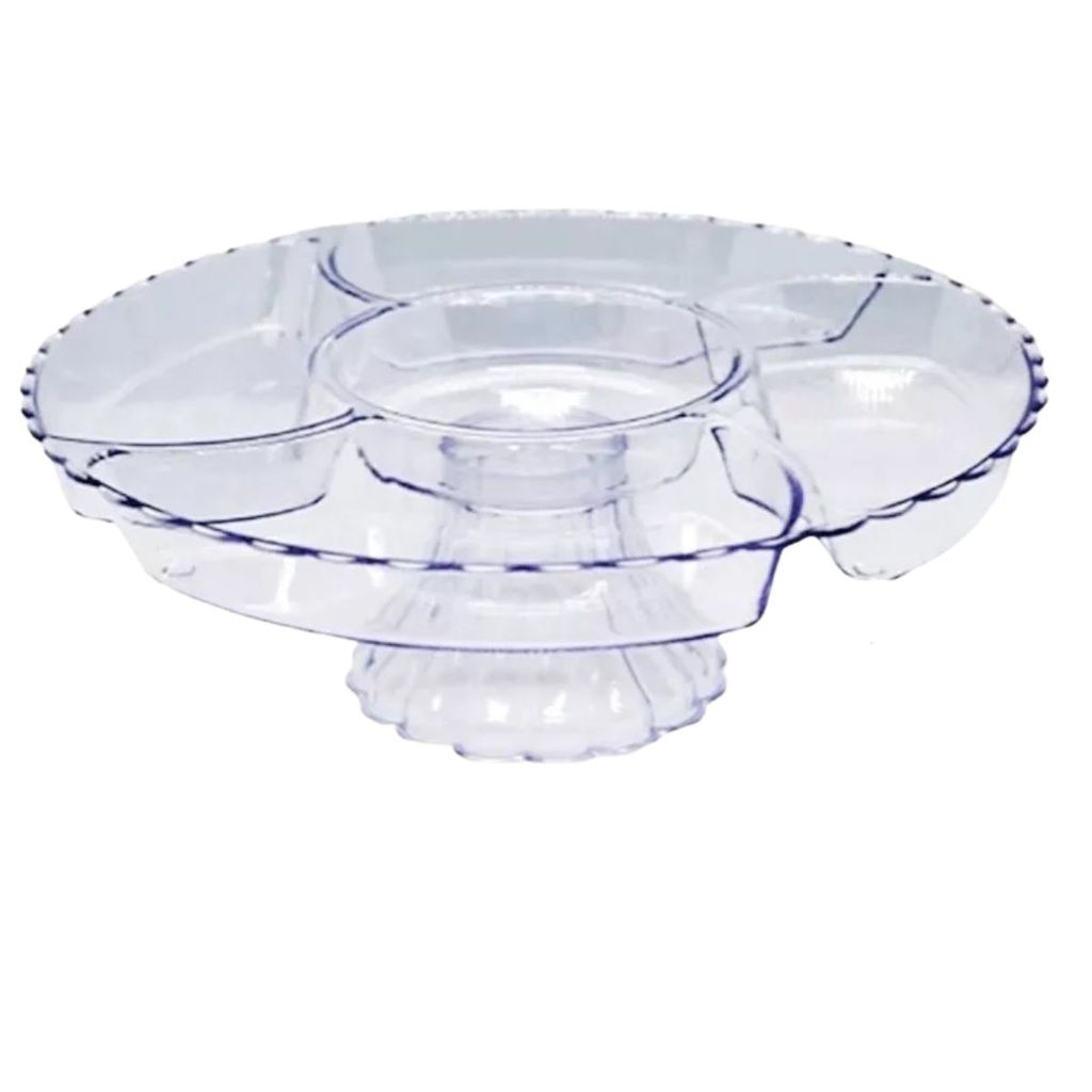 Petisqueira Pe Decorativa Transparente Decorativa 5 Cavidades