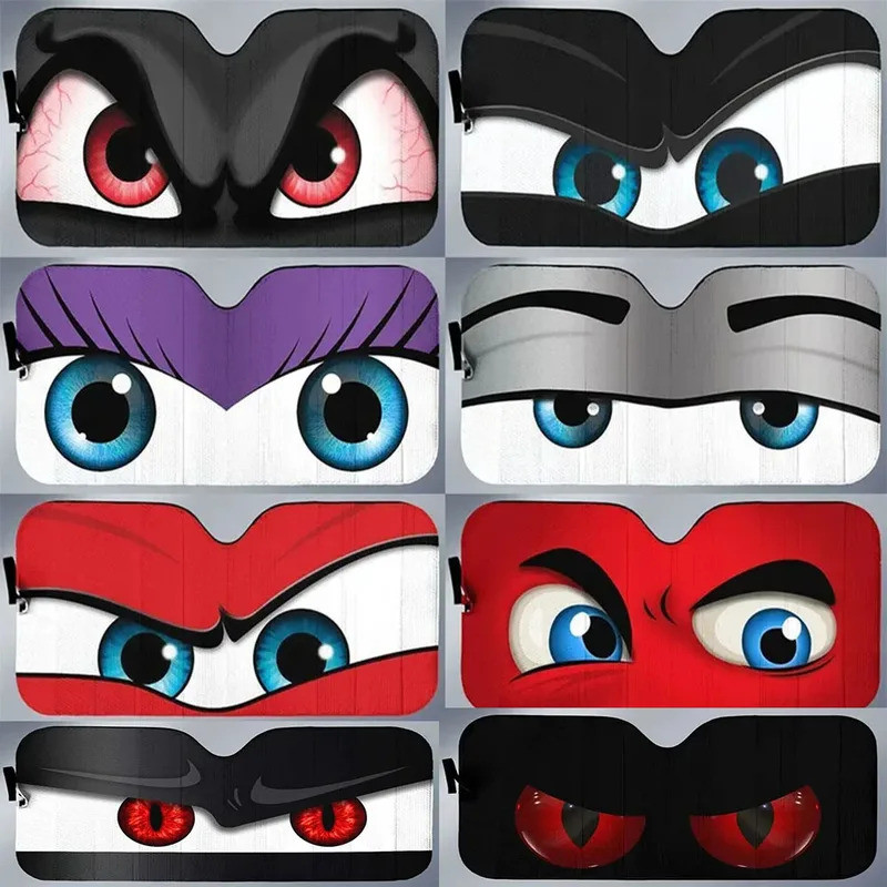 Desenhos Animados Olhos Grandes Carro Sunsha Pára-Brisa Do Acessórios Automotivos Janela De Proteção Tela Decoração