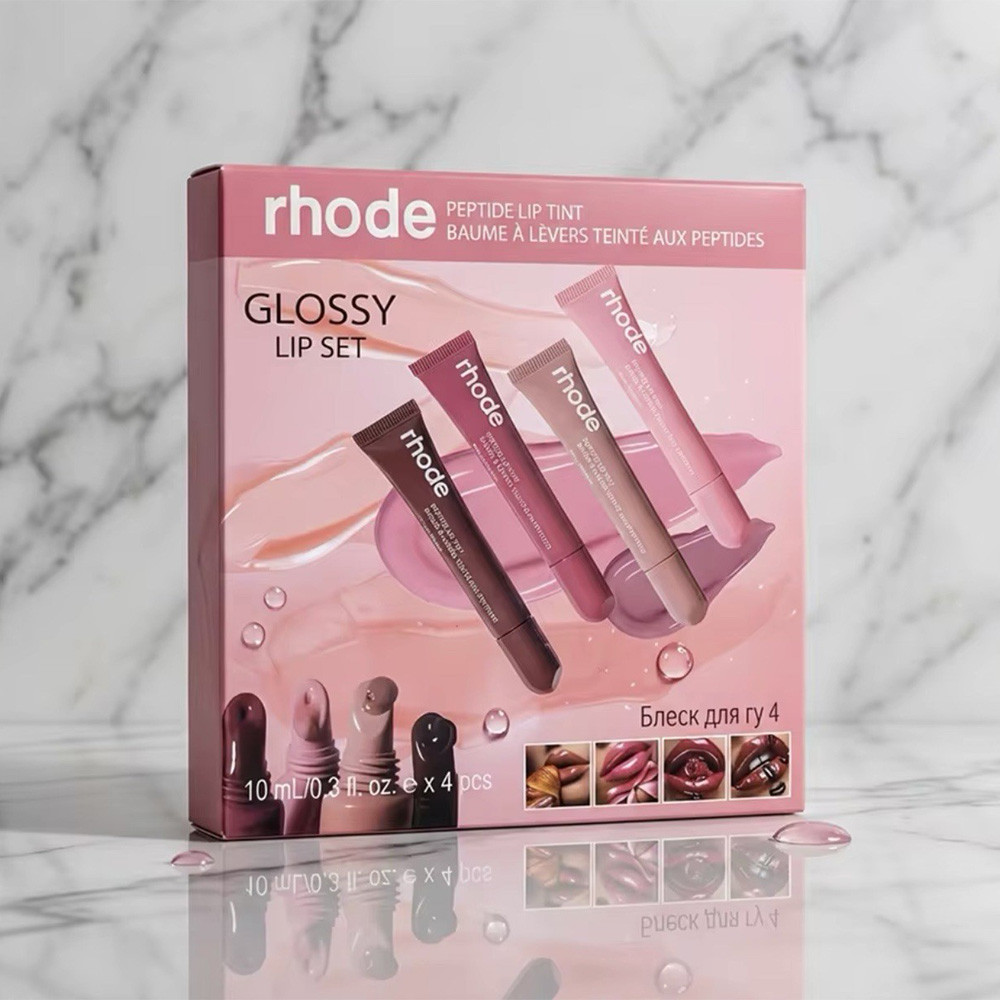 4pcs Rhode Hydrating Lipstick Shiny Liquid Moisturizing LipGlaze Colored Lip