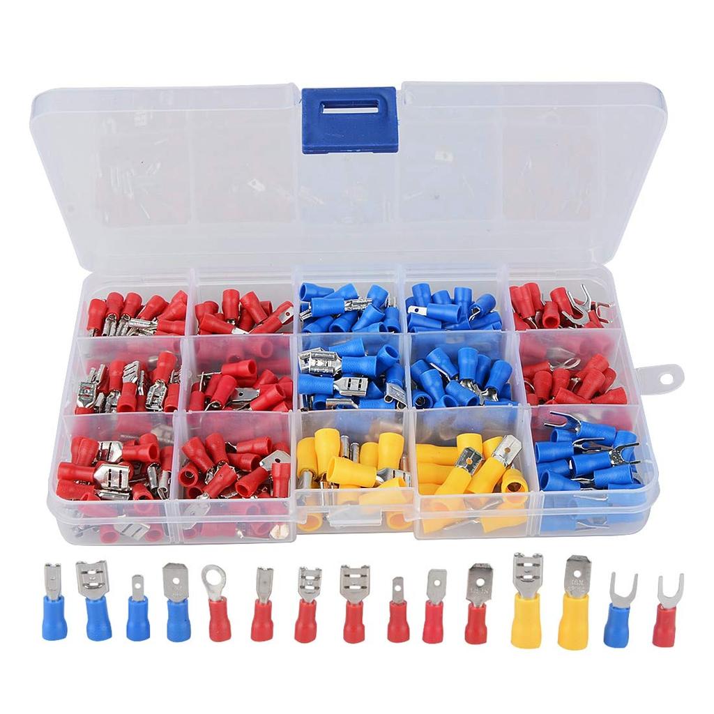 Kit 280 Terminais Elétricos Isolados com Maleta: Conectores Macho, Fêmea, Olhal e Garfo para Carro e Casa