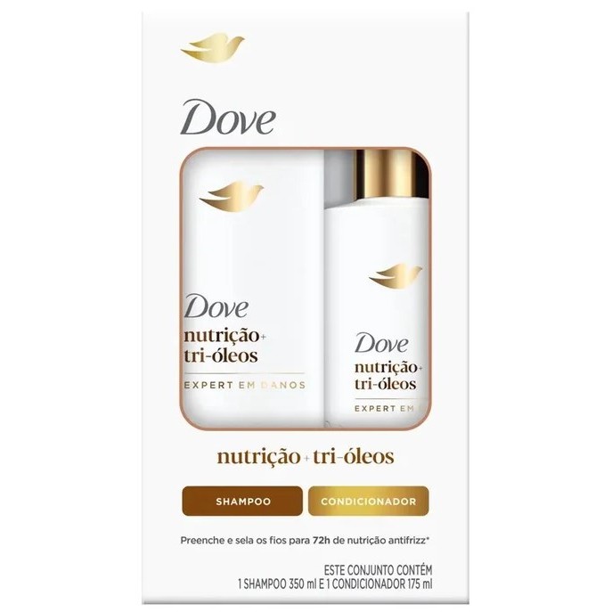 Kit Dove Nutrição + Tri-óleos Shampoo 350ml + Condicionador Expert Em Danos 175ml