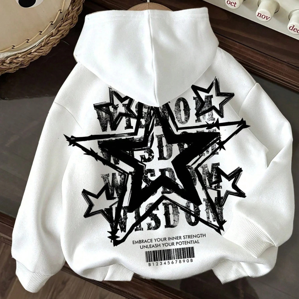 Moletom Estampado Manga Longa Blusa de Frio Casual Estrela Wisdom Aesthetic Agasalho Moda Feminina