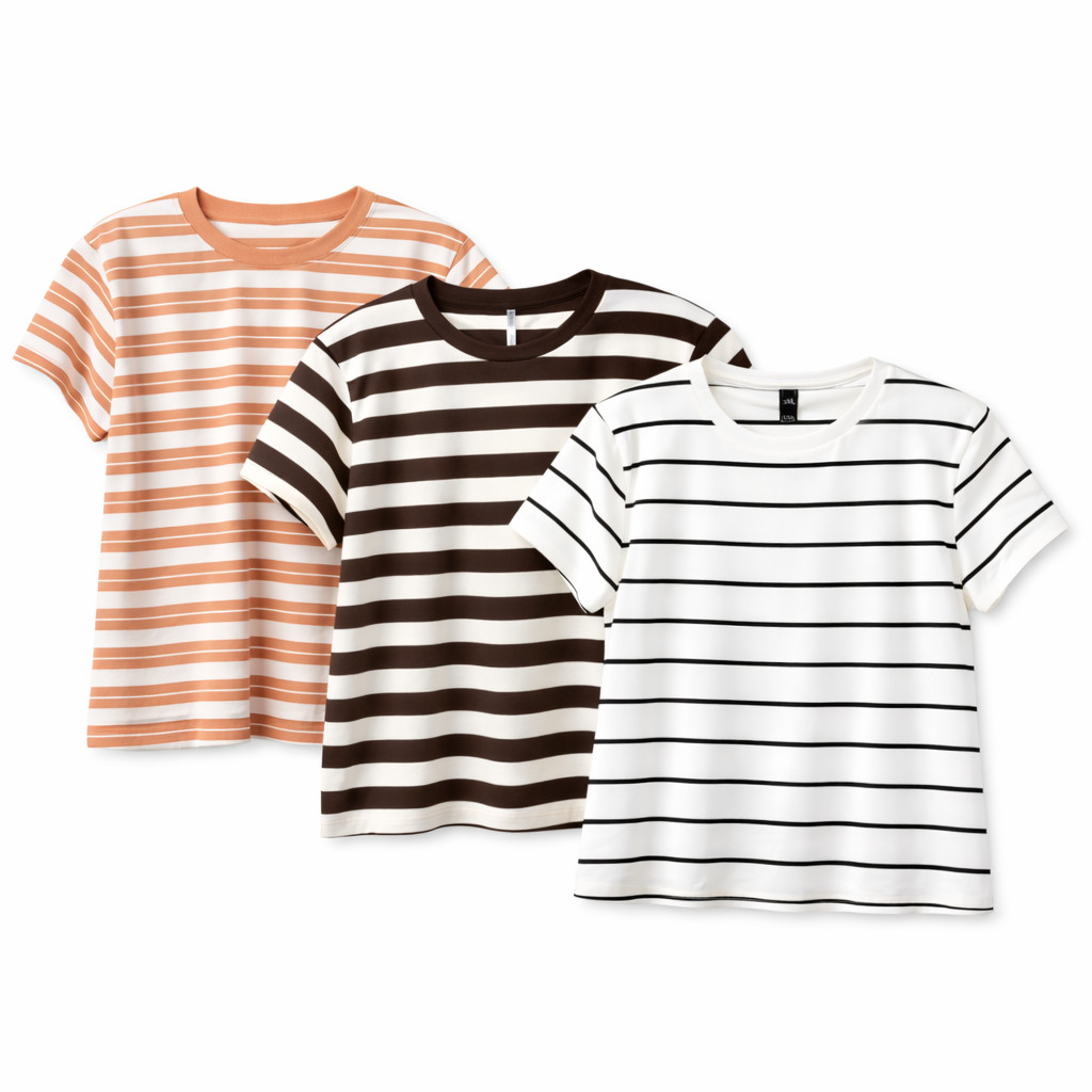 Kit 3 blusas algodão listradas oversize larga