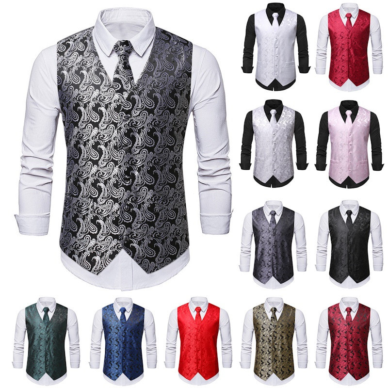 Colete Formal Masculino de Luxo Retro Slim Fit para Casamento, Banquete e Negócios 3841