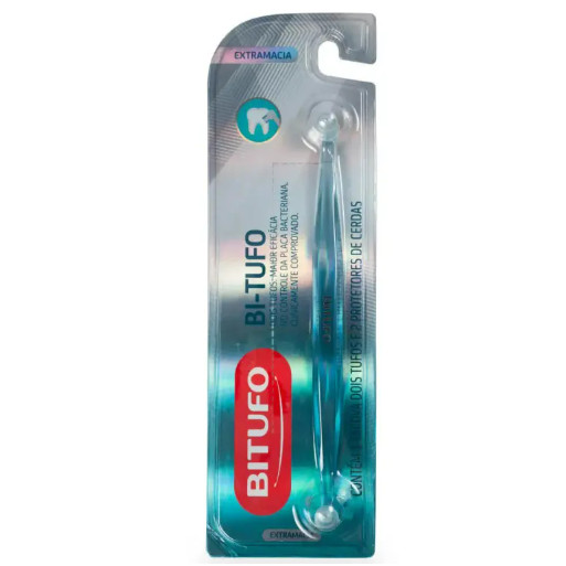 Escova de Dente Bitufo Extramacia Dois Tufos - Cor sortida -  com 1 unidade + 2 protetores de cerdas