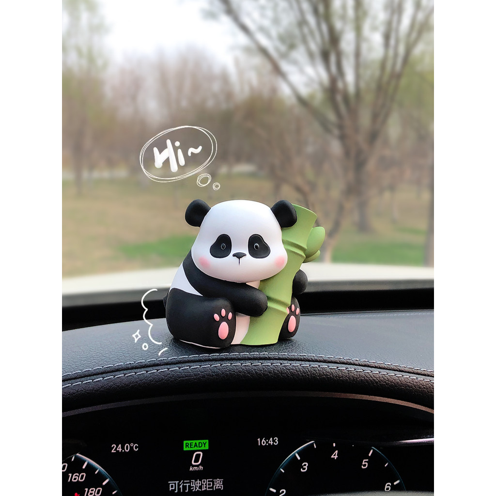 Ornamentos interiores do carro ornamentos jornal de bambu seguro Panda Console central do carro decoração High-End carro