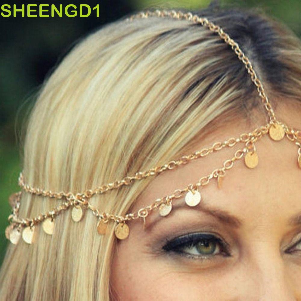 SHEENGD1 Corrente De Cristal Para Testa , Joia Cabeça De Festival , Elegante , Dança Do Ventre , Gota D'água , Strass , 
