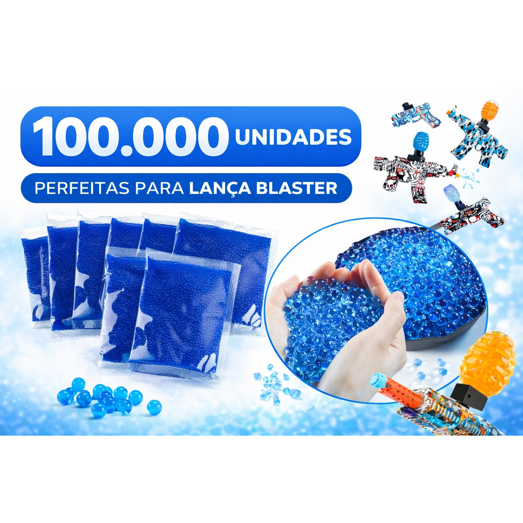 100.000 Bolinhas De Gel Azul ou Coloridas para Arminha Orbeez lançador 7-8mm Gel Blaster