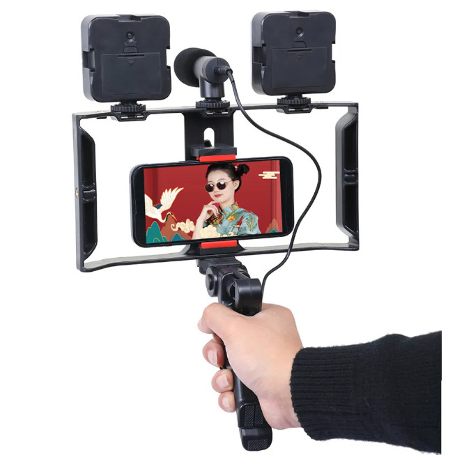 Estabilizador Live Vlog Suporte Gaiola Coelho tripés Móvel Celular Câmera.-Makeupnails-