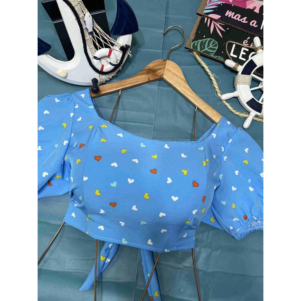 cropped com bojo com manga feminina estampan multicolorido