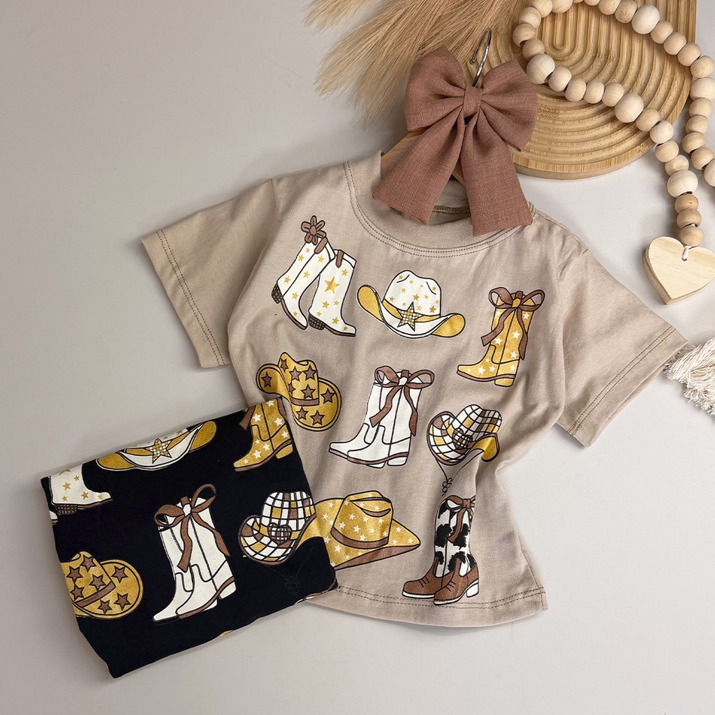 T-Shirt Infantil Boiadeira Nude e Preta Menina 04 ao 12