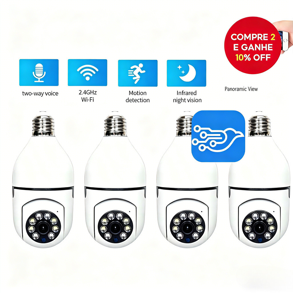 Câmera De Segurança Infravermelha Sem Fio À Prova D'água Com Lâmpada De Rotação Externa 360 V360 Pro APP