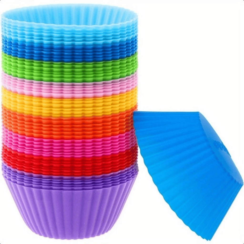 Kit Forminhas Silicone Redonda para Cupcake 7 cm para Assar Bolos 12 peças Air Fryer Forno Cupcak