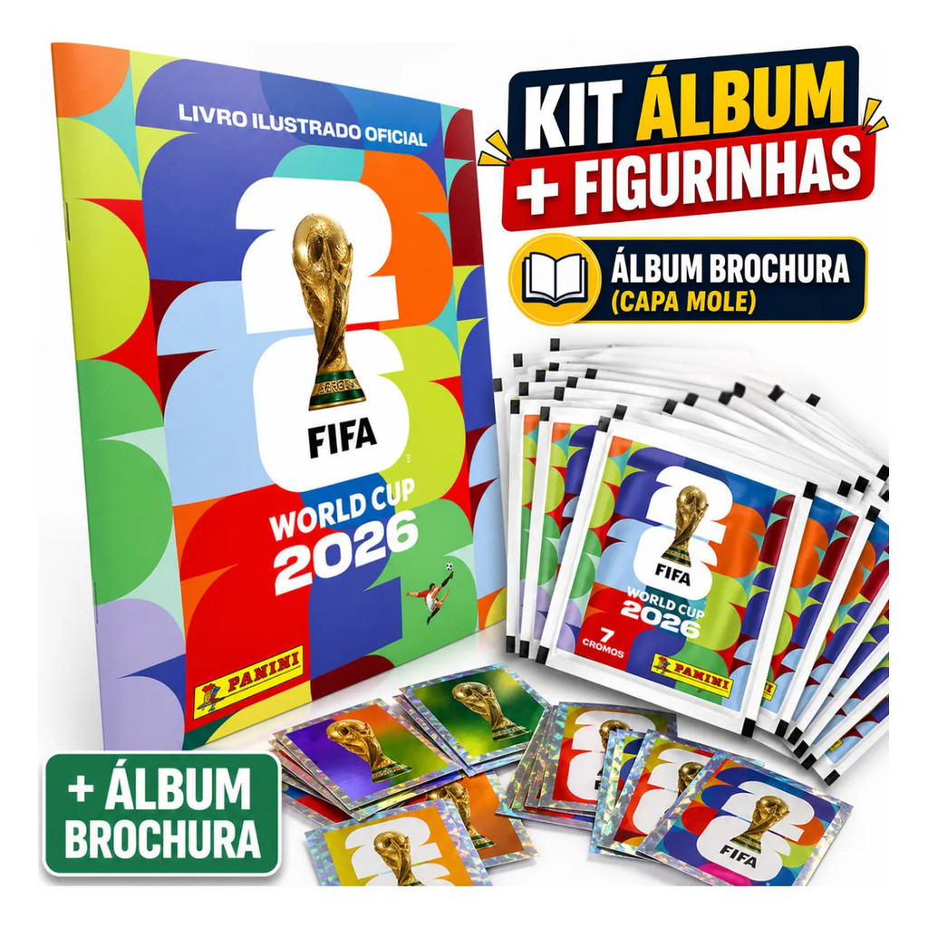 Kit Álbum + Figurinhas Inéditas Copa do Mundo Capa Mole 2026 Panini Oficial Sem Repetidas Original