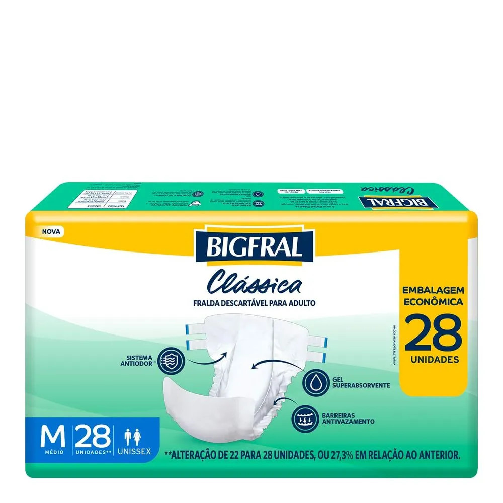 Fralda Adulto Bigfral Clássica M Pacote 28 Unidades