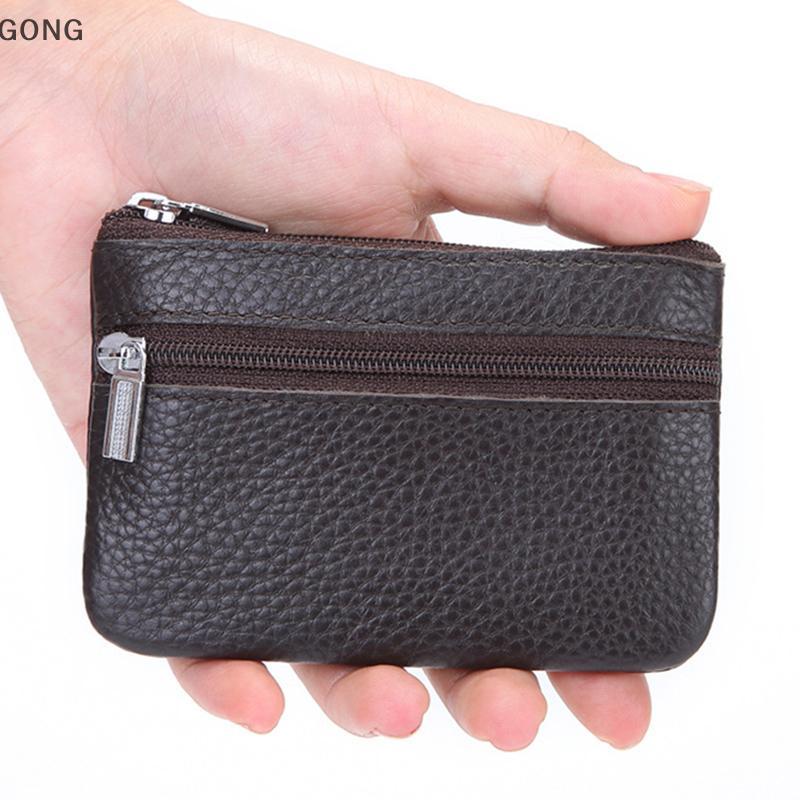 [BI] Conveniente Porta-Moedas De Couro Com 2 Zíperes E Compartimentos Para Cartões Viagens Diurnas Estilos De Vida Ocupa