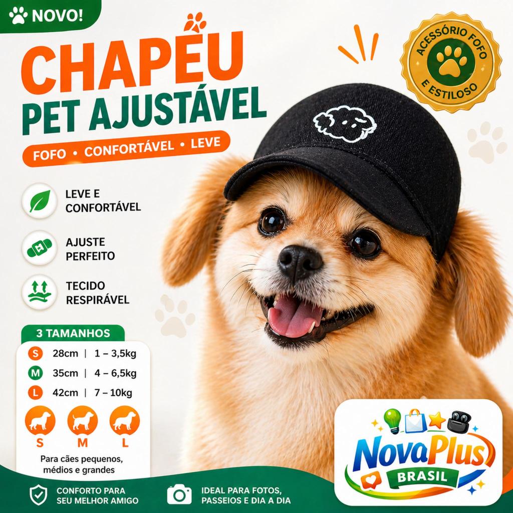Chapéu para Cachorro Ajustável Pet Fofo com Estampa Acessório Confortável para Cães Pequenos Médios e Grandes