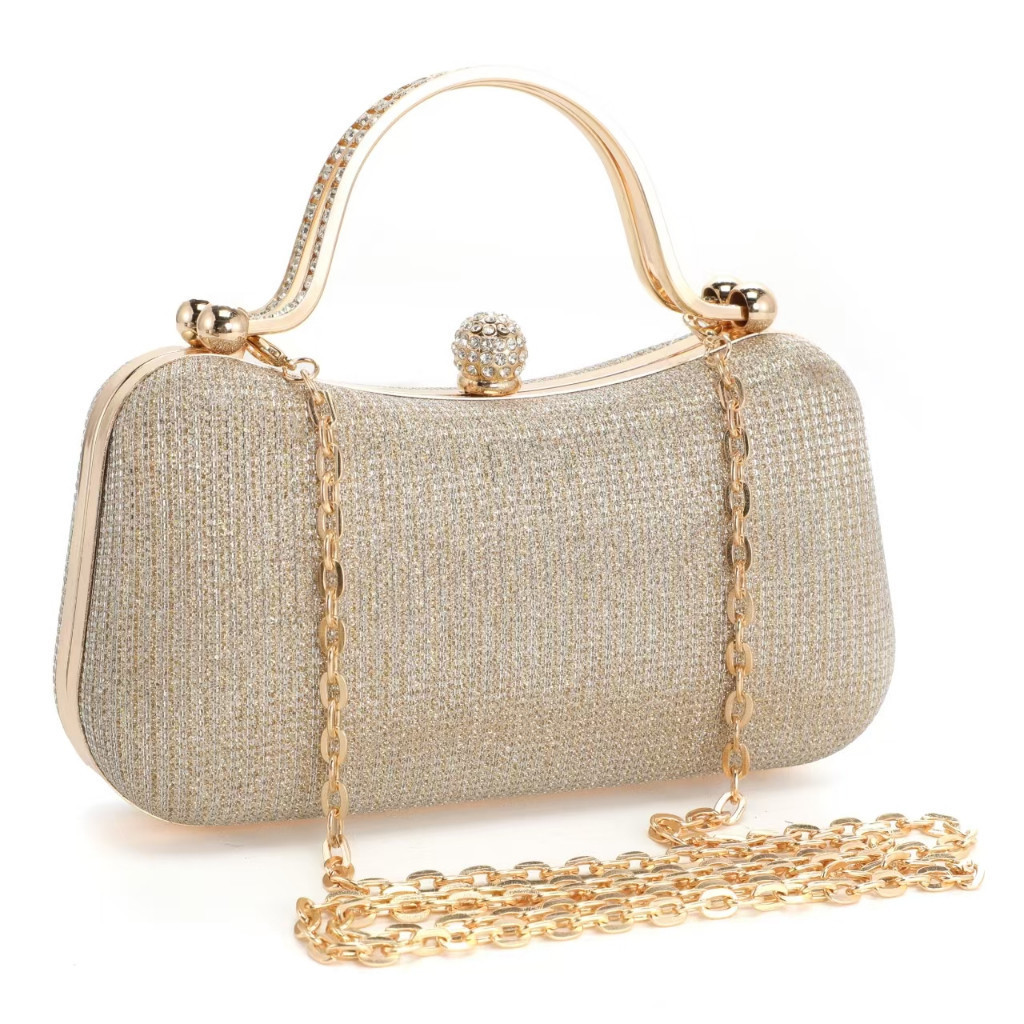 Bolsa Feminina De Banquete Clássica Com Decoração De Strass E Fecho De Mão Para Festa De Música Vip Top