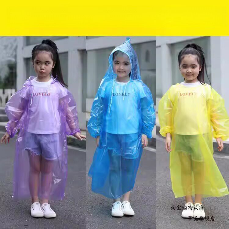 Capa de chuva descartável para crianças, capa de chuva transparente para estudantes adultos, Universal, espessada, desca