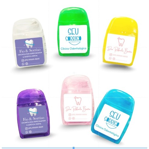 100  unidades de Fio Dental 25 mts   Cores Sortidas  - Personalização Cortesia- Envie a arte via chat após compra