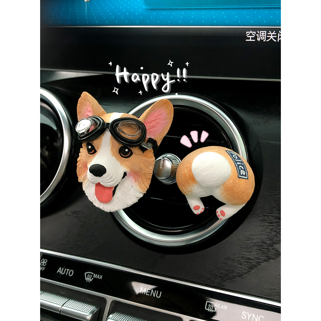 Influenciador polícia cão Fuzai Corgi filhote de cachorro carro aromaterapia saída de ar do carro decoração difusor pedr