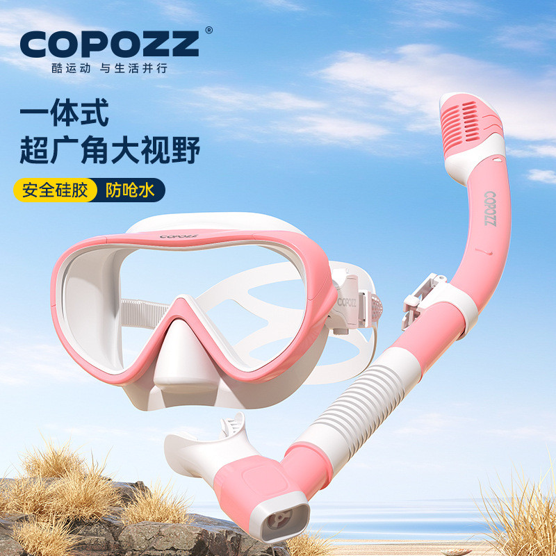 Máscara de Snorkeling Integrada COPOZZ, Conjunto de Snorkel Subaquático de Três Peças, Equipamento de Natação para Miopi