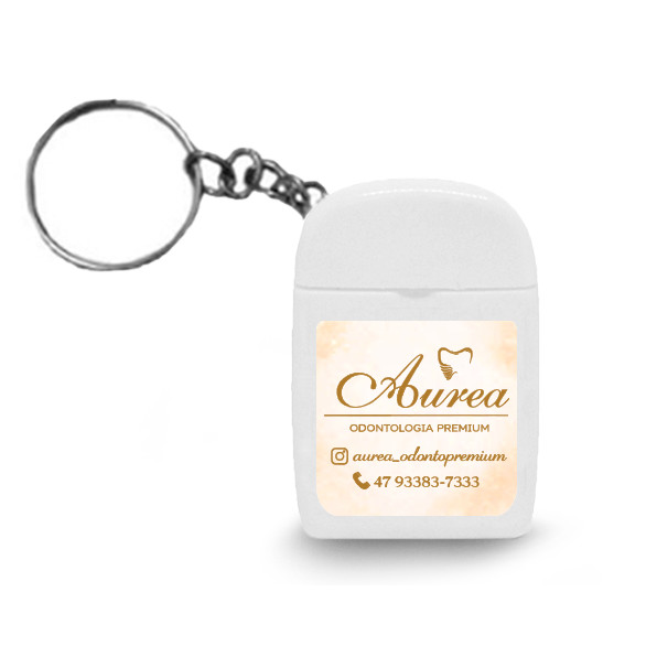Kit com 50 unidades Fio Dental  Branco Chaveiro de 25 mts   Personalização Cortesia