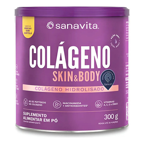 Colágeno Skin Sanavita Com Vitamin C - 300g - Abacaxi com Hortelã