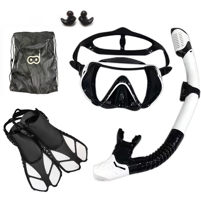 Máscara de mergulho para esportes ao ar livre, snorkel, nadadeiras ajustáveis, conjunto de três peças para snorkeling, m