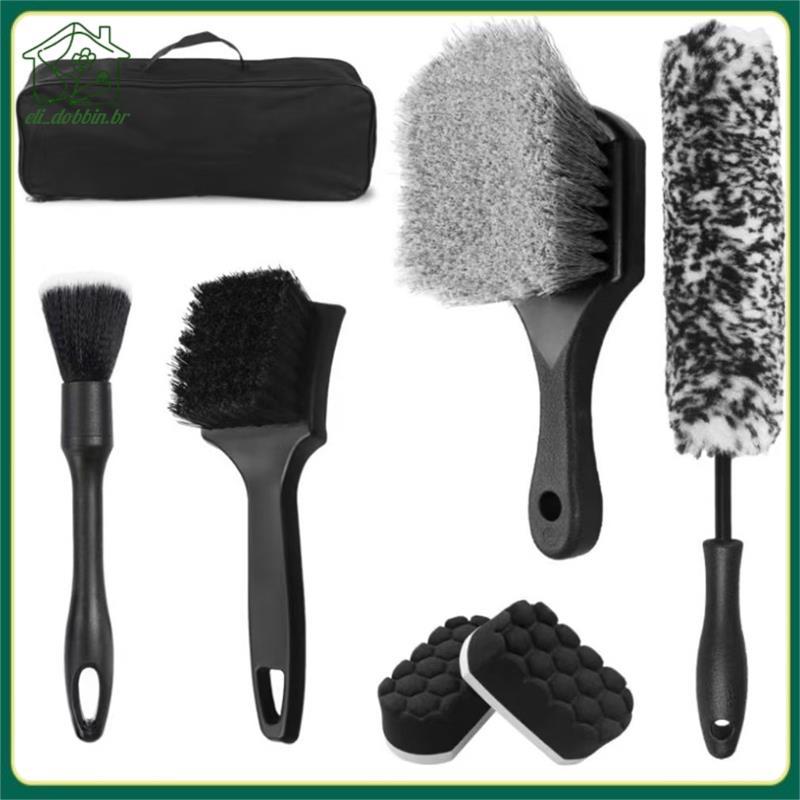 [eli_dobbin.br] Kit De Escova De Roda De Carro Escovas Para Limpeza De Rodas , Aro De Cerdas Macias Pneus