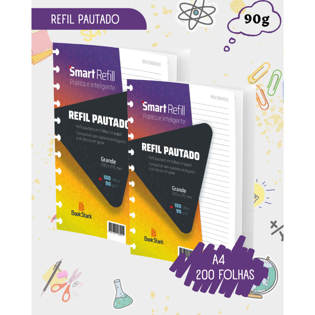 Kit Refil Para Caderno Inteligente (A4) - 11 Discos 200x275mm 100 Folhas