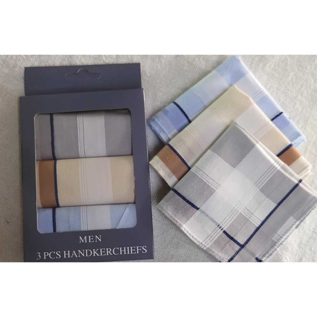 Kit 3 Lenços Masculino de bolso 100% Algodão