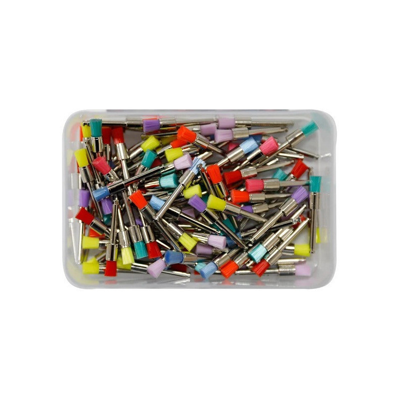 100 Pcs Escovas Robinson para Profilaxia e Polimento Dental - Nylon Colorida