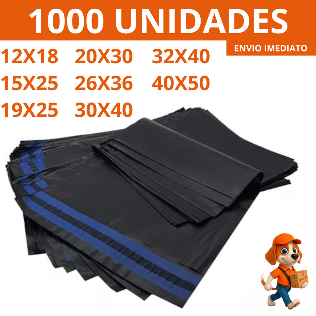 Kit c/ 1000 Envelope Segurança Embalagem De Envio Tamanhos 12X18 15X25 19X25 20X30 26X36