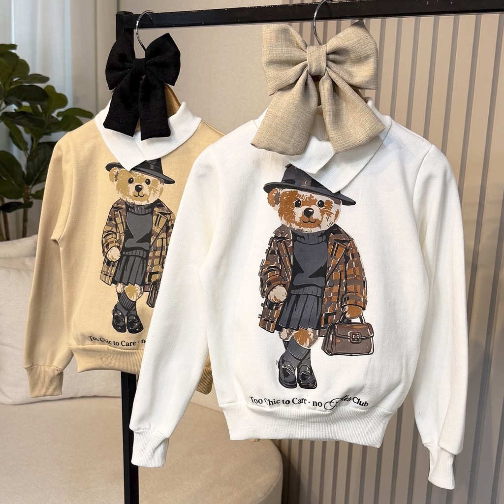 Blusa Moletom Infantil Aurora Bege e Branco Menina 04 ao 12