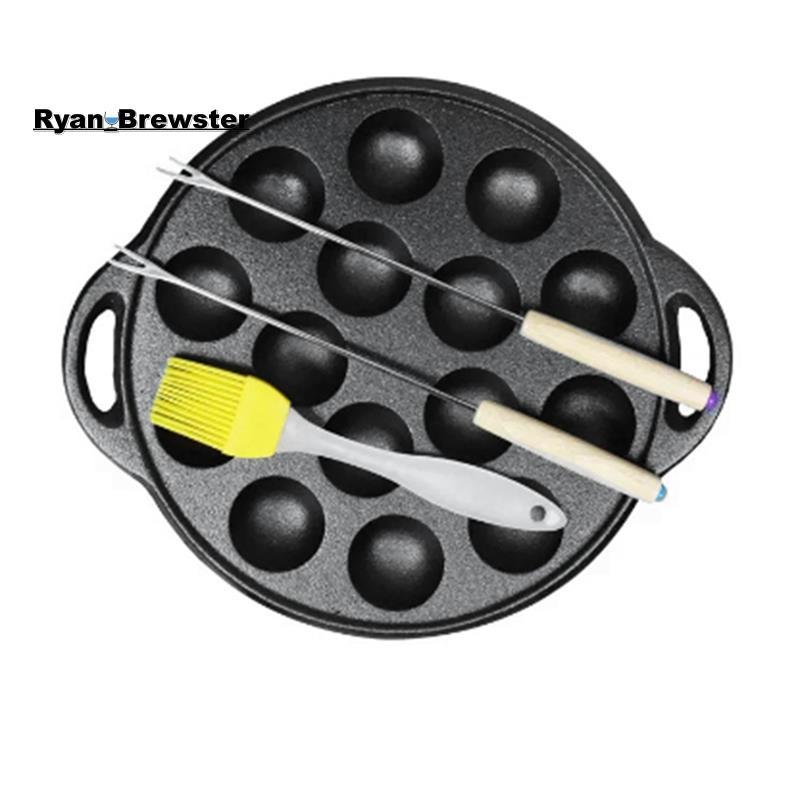 [Preferência R] Grelha De Bola De Panqueca De Ferro Fundido Takoyaki Maker Para Bolas Poffertjes Banh Khot Ferramentas D